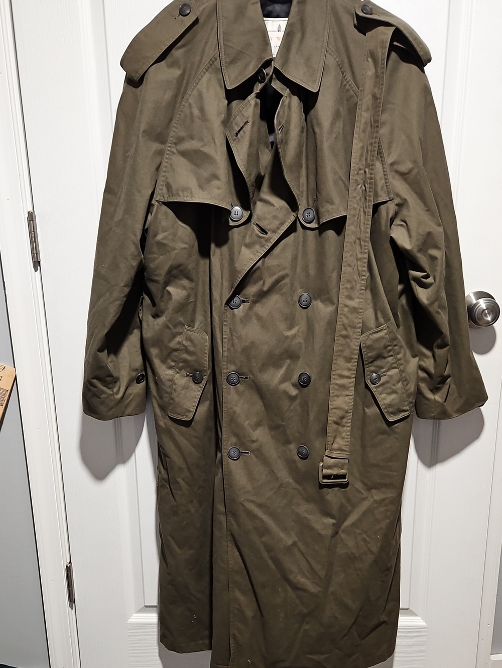 Vintage Towne by London Fog Trench Coat Olive Green With Belt & Zip Wool Liner
